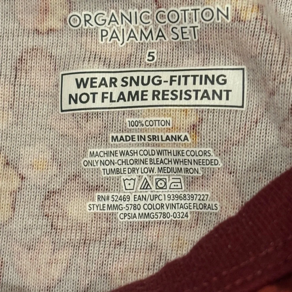 5/$25 Members‎ Mark Floral Kids Pajamas Set - Burgundy